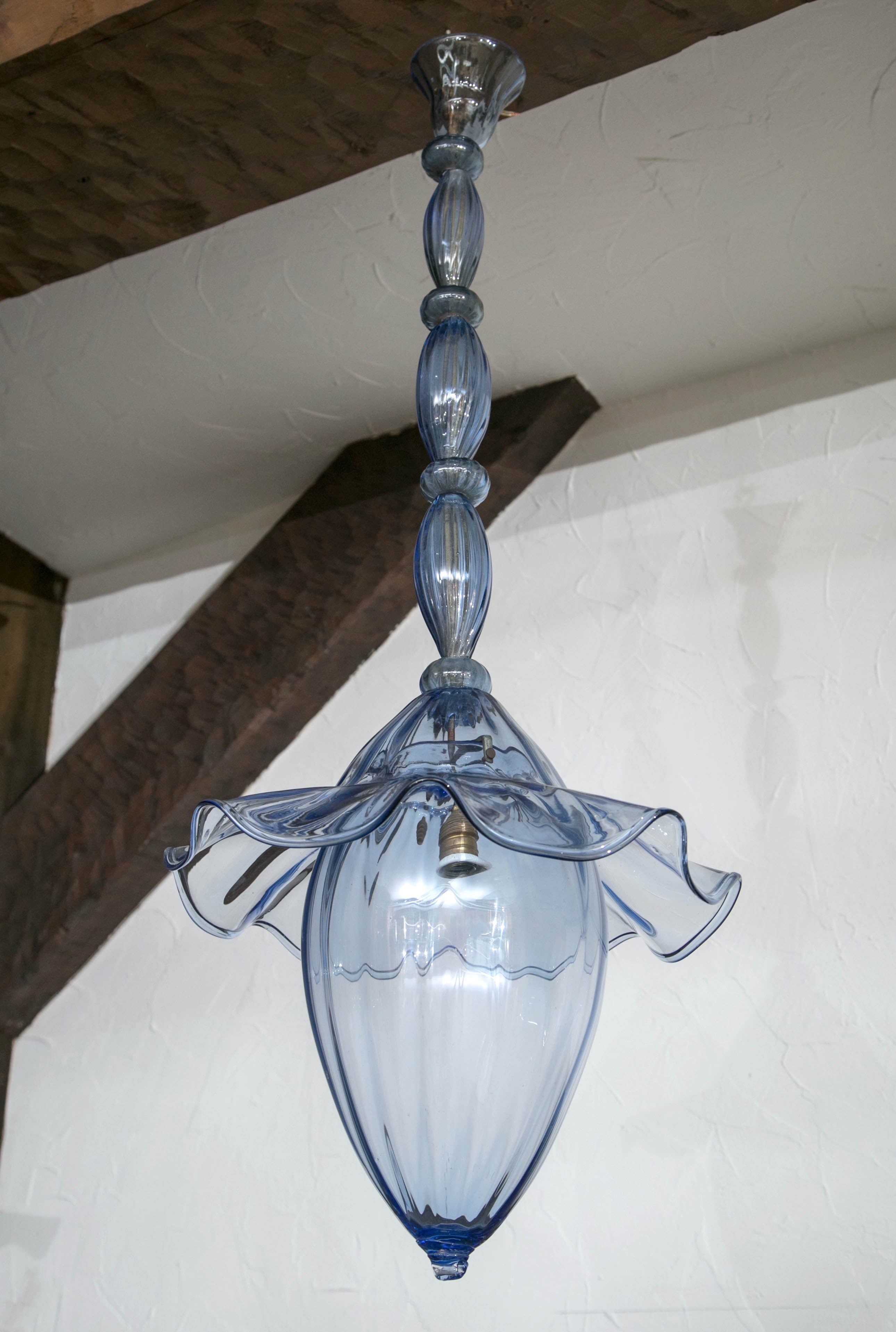 Murano Blue Glass Drop Chandelier For Sale 2
