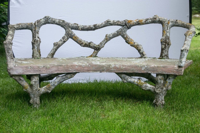 Curved Faux Bois Bench At 1stdibs, Faux Bois Garden Bench