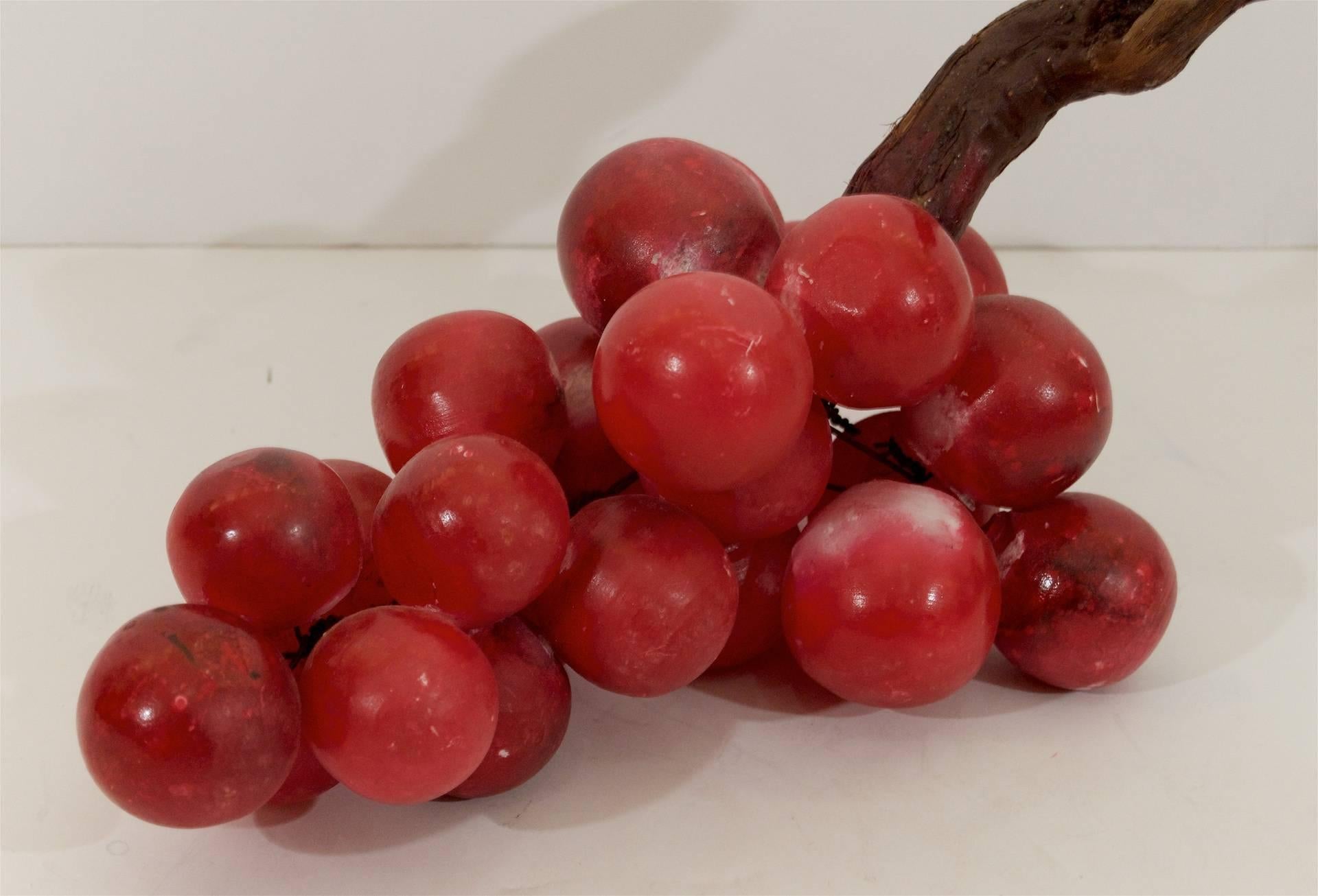Italian Large Crimson Alabaster Grapes with Wood Stem Centerpiece For Sale