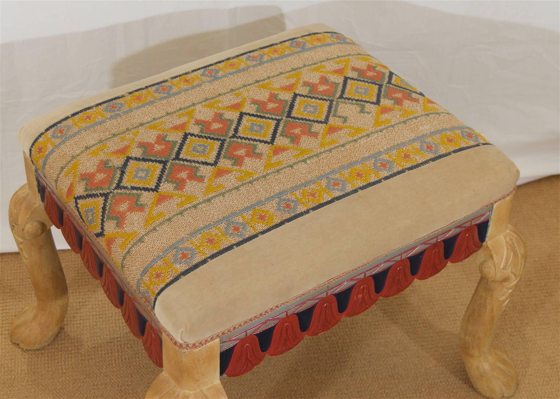 20th Century Whimsical Painted Swedish Footstool