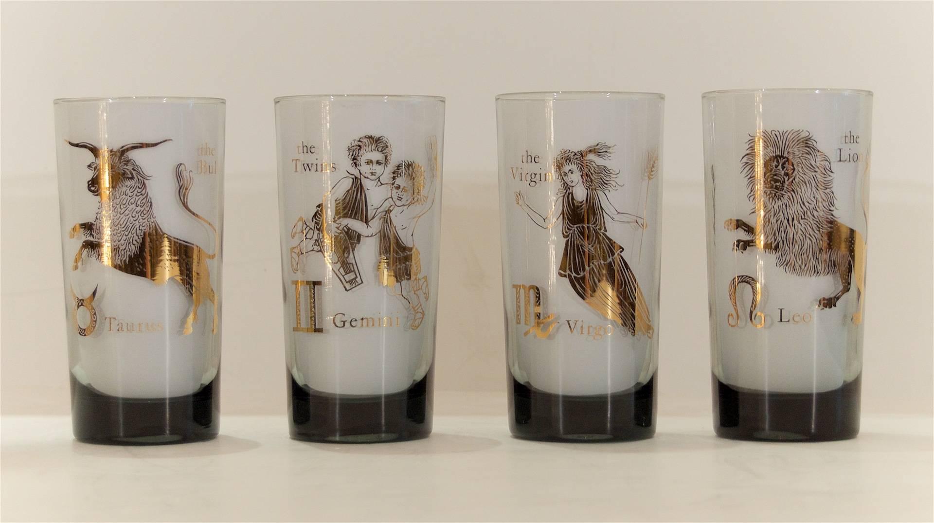 American Complete Set of Federal Glass Zodiac Tumblers