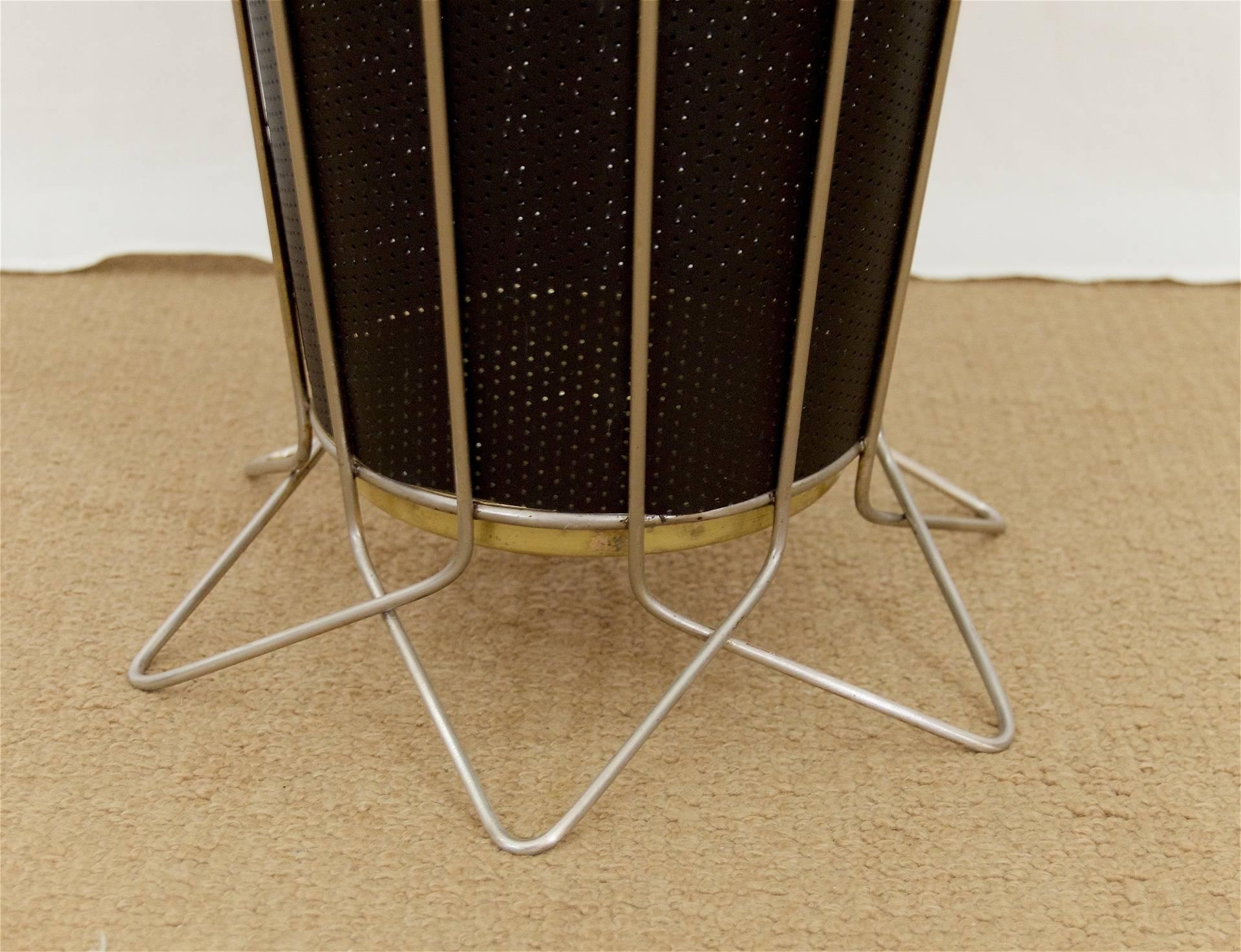 German Mid-Century Metal Umbrella Stand with Perforated Liner