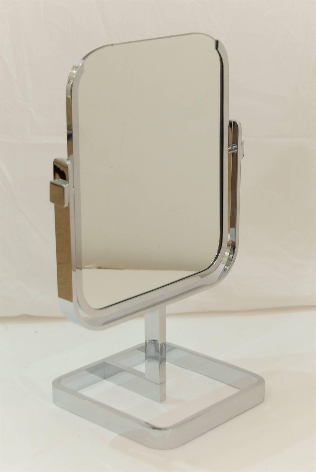 Mid-Century Modern Double-Sided Chrome Vanity Mirror