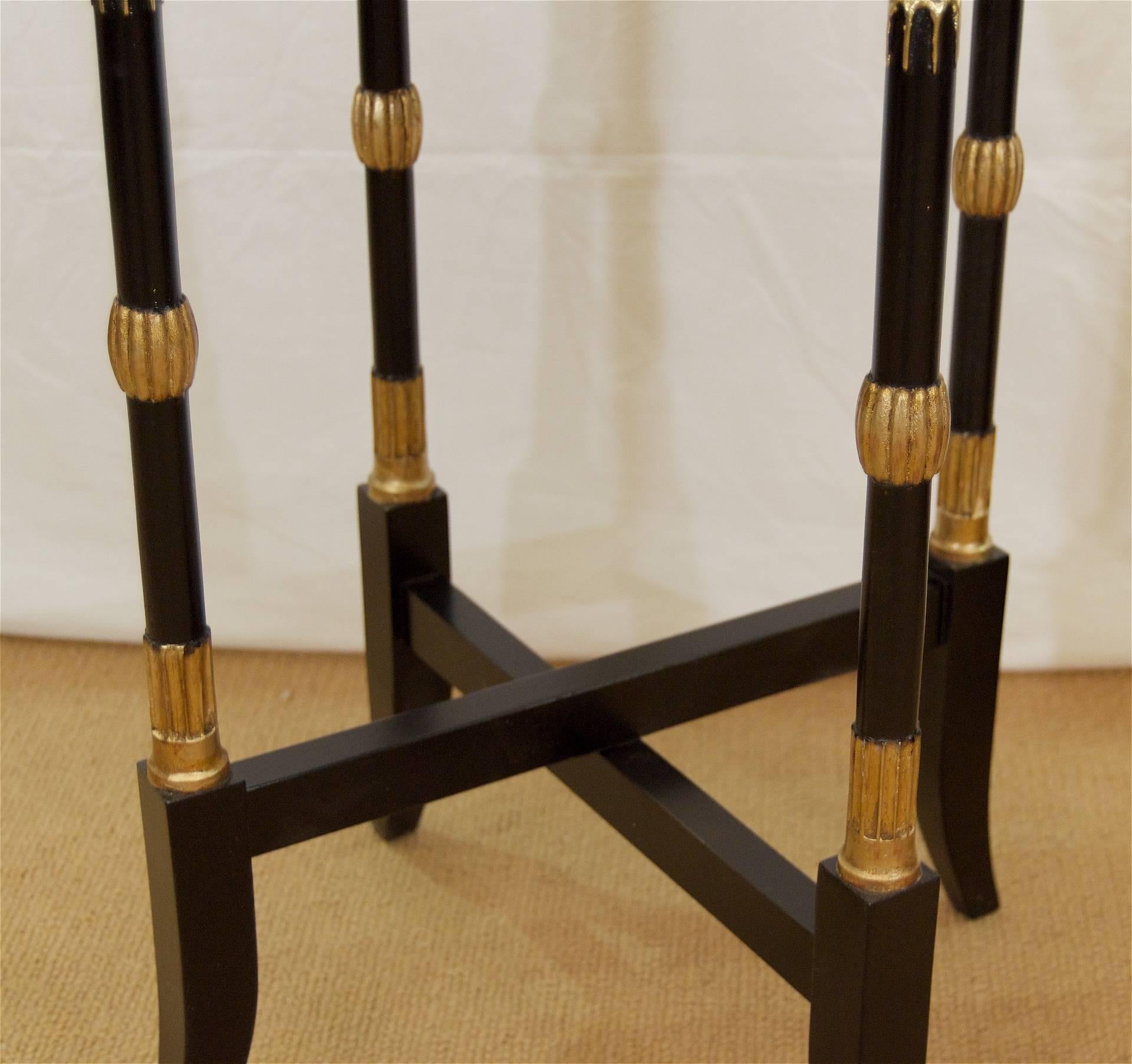 Black Lacquer Regency-Style Folding Occasional Tables from the Fontainebleau In Excellent Condition For Sale In Stamford, CT