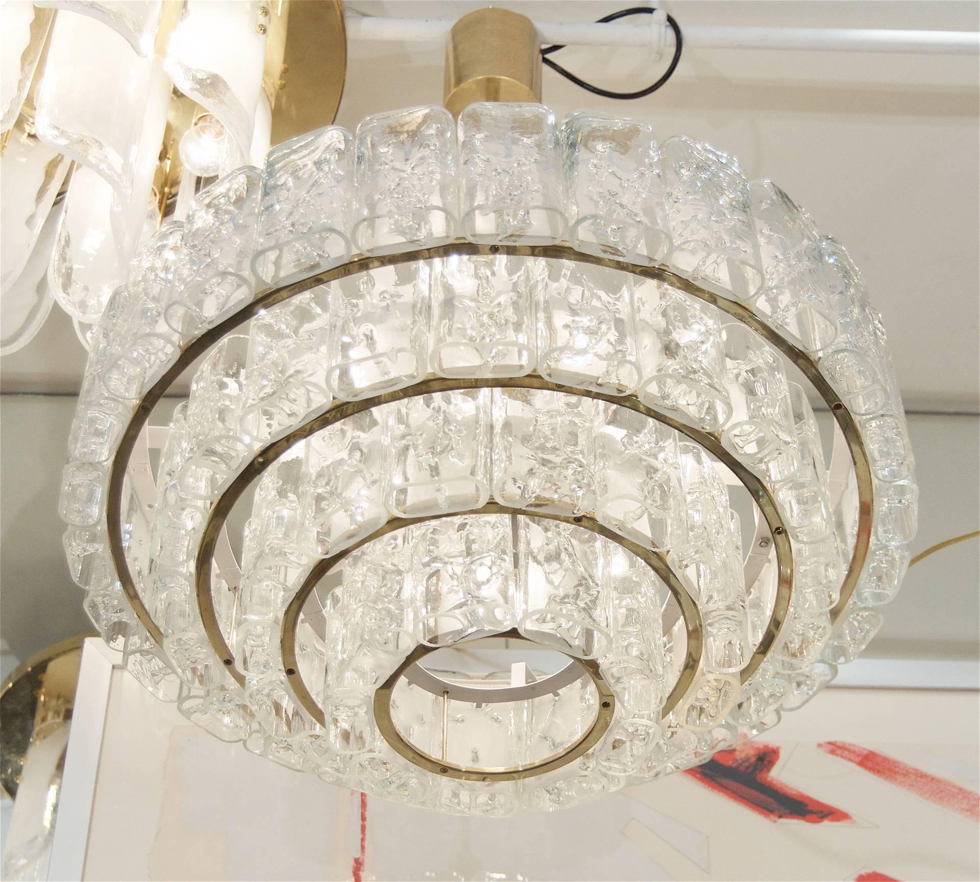 Substantial Four-Tier Doria Organic Ice Glass Chandelier In Excellent Condition In Stamford, CT
