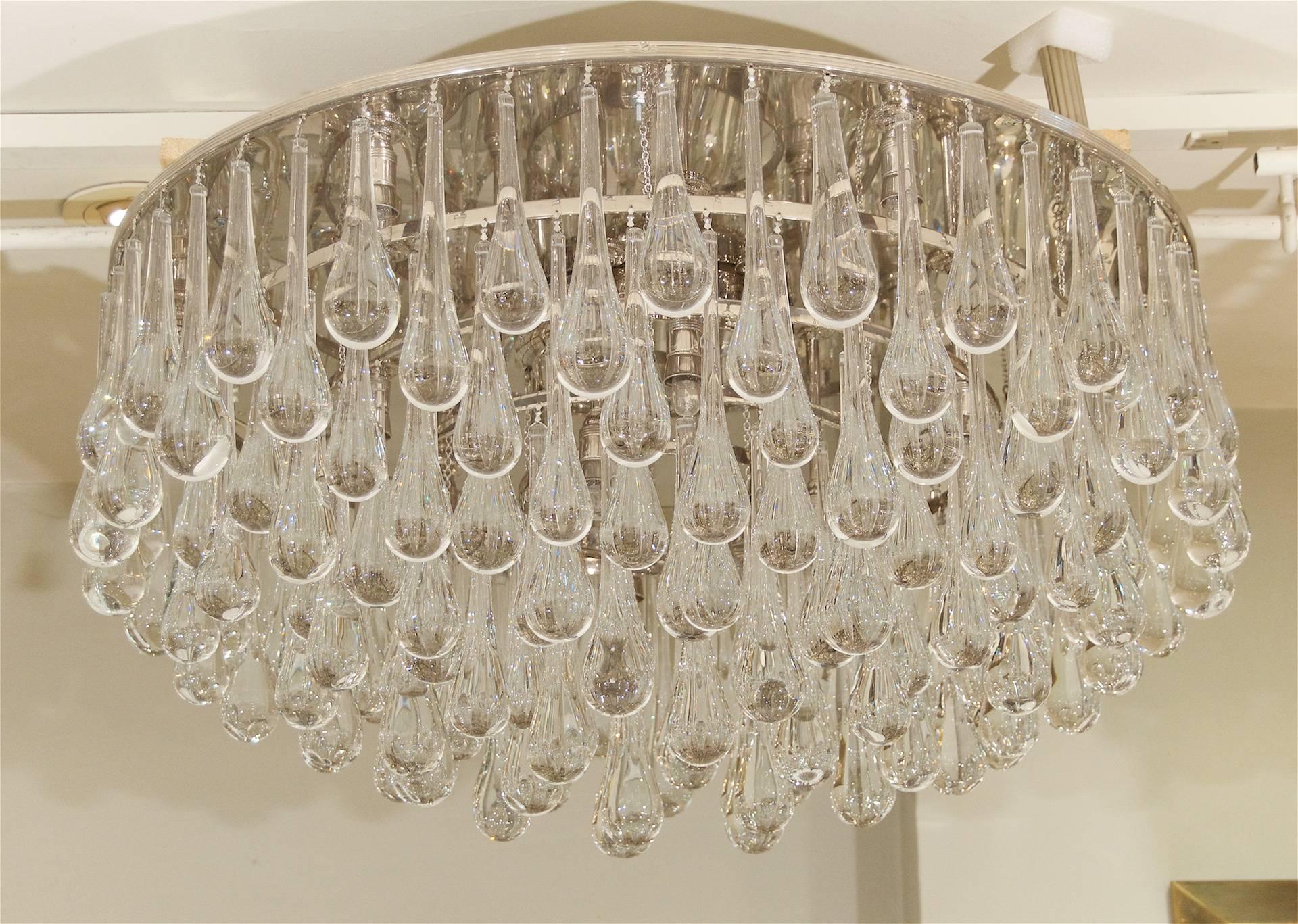 Christoph Palme Crystal Teardrop Flush Mount Chandelier For Sale 1