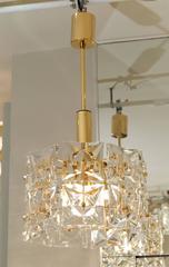 Dramatic Two-Tier Goldplate Kinkeldey Chandelier with Square Crystals