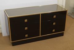 Black Lacquered Console with Brass Surround