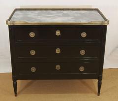 Louis XVI Style Ebonized Commode with Mirror Top