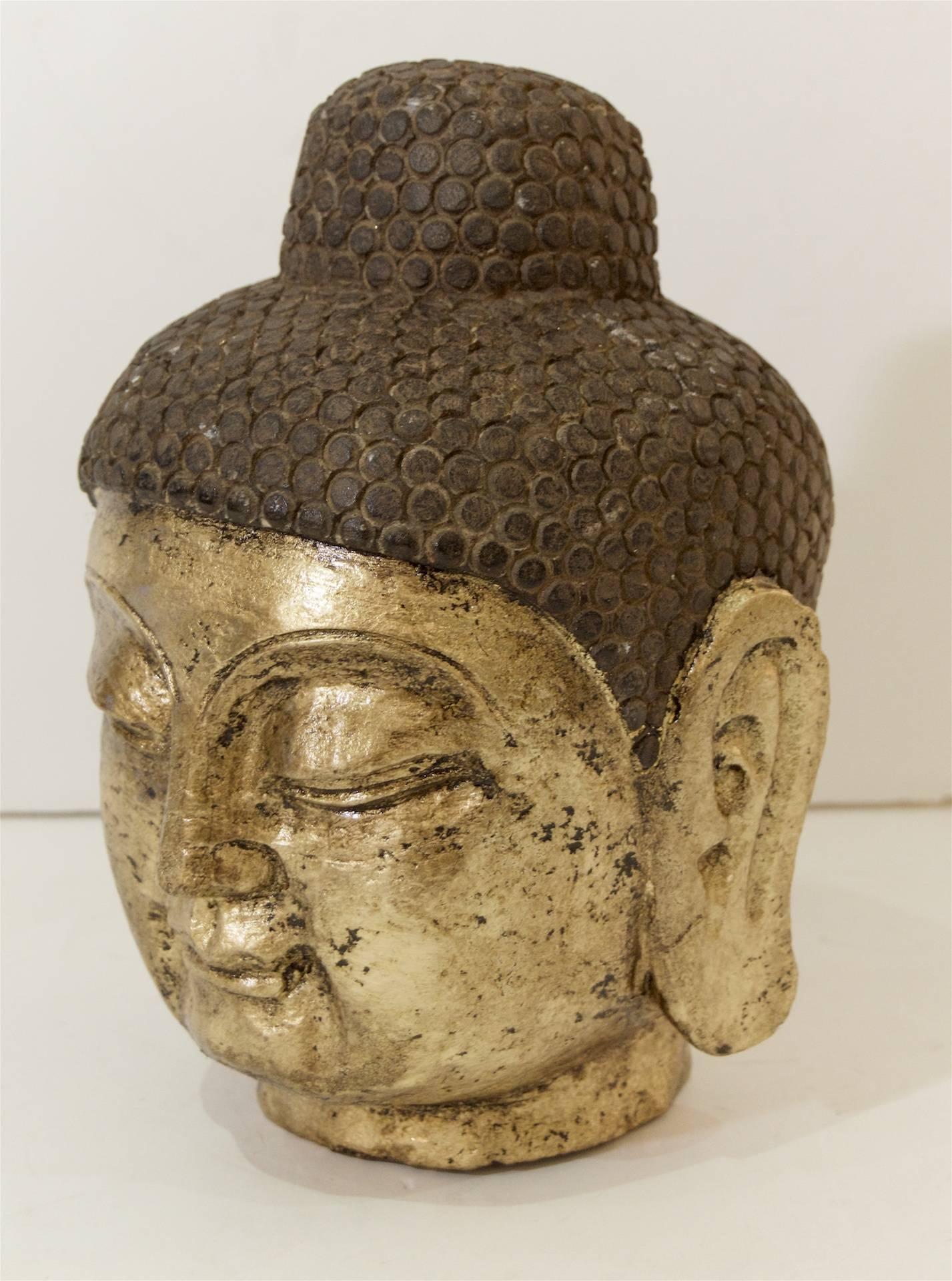 Stone Carved Gilt Buddha Head 1