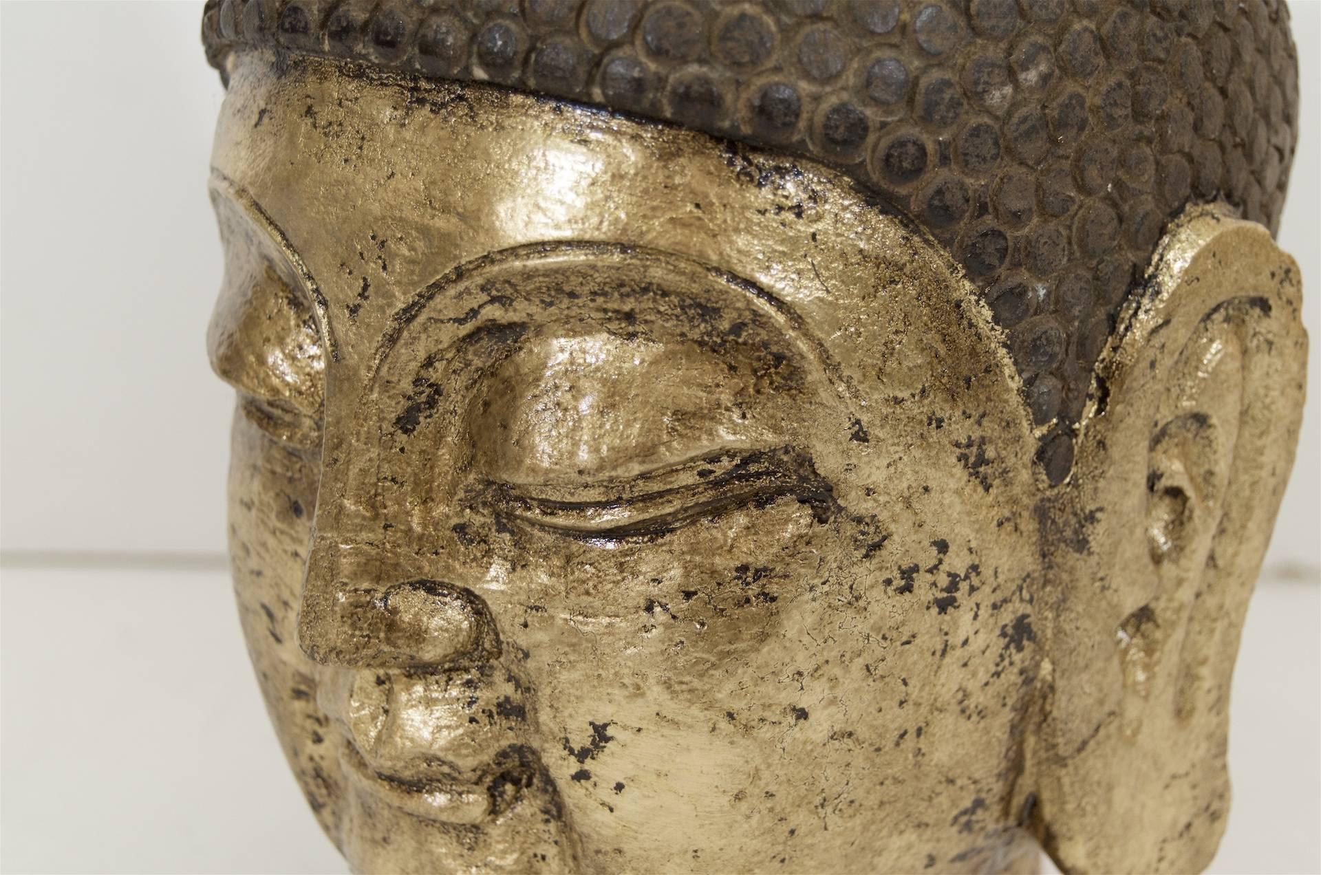 Stone Carved Gilt Buddha Head 3