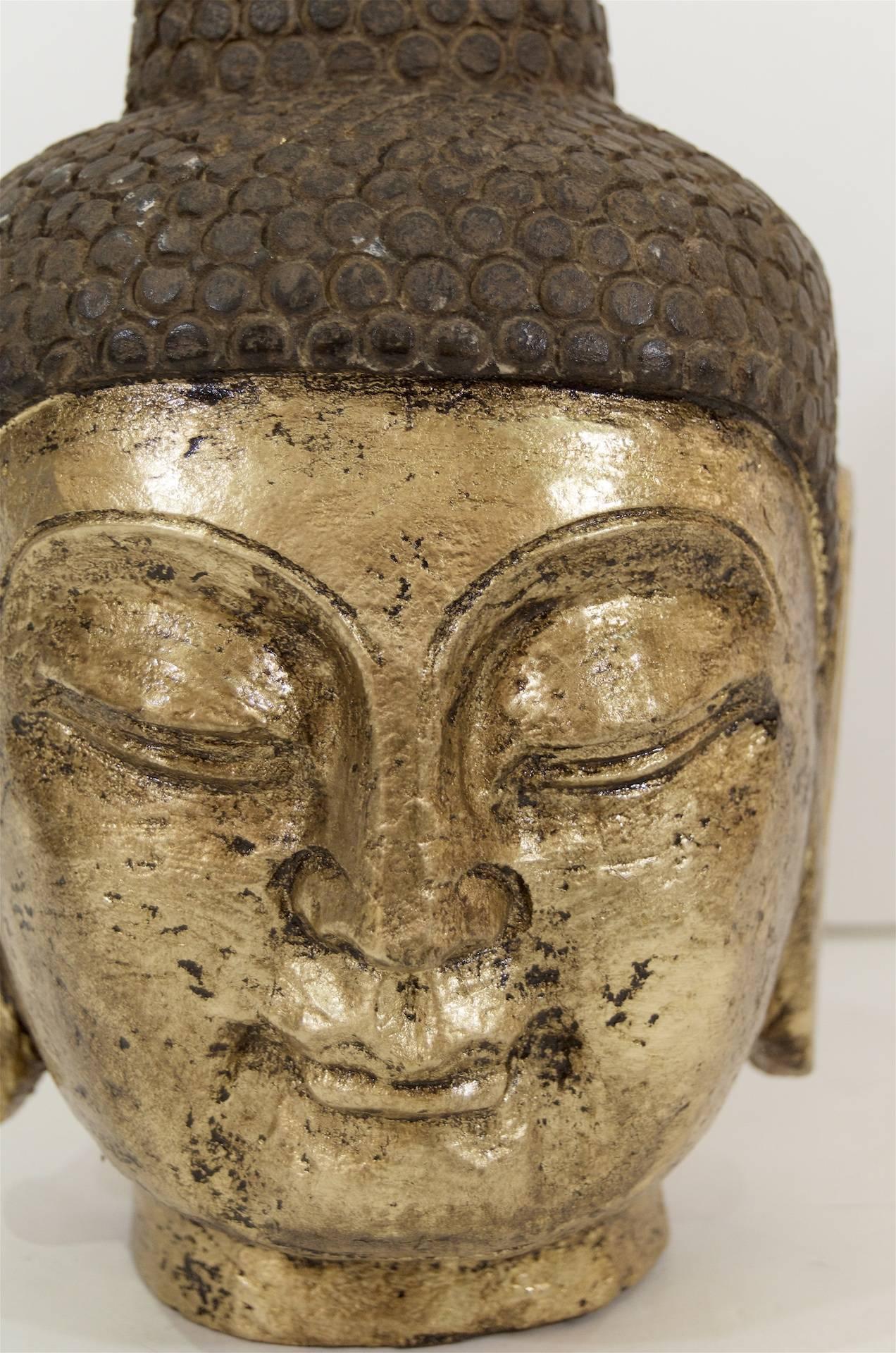 Stone Carved Gilt Buddha Head 2