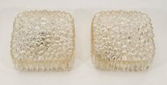 Pair of Amber Tone Limburg Square Flush Mounts