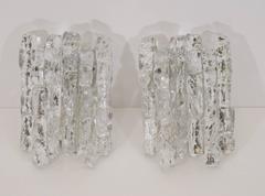 Pair of Petite Ice Glass Kalmar Sconces (Four Available)