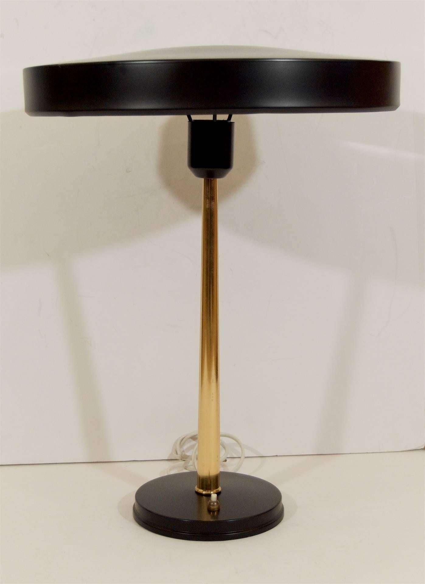 Mid-Century Modern Black and Brass Philip Kalff Desk Lamp