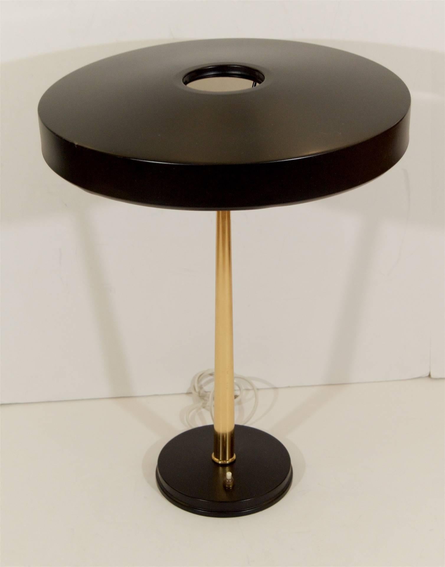 Dutch Black and Brass Philip Kalff Desk Lamp