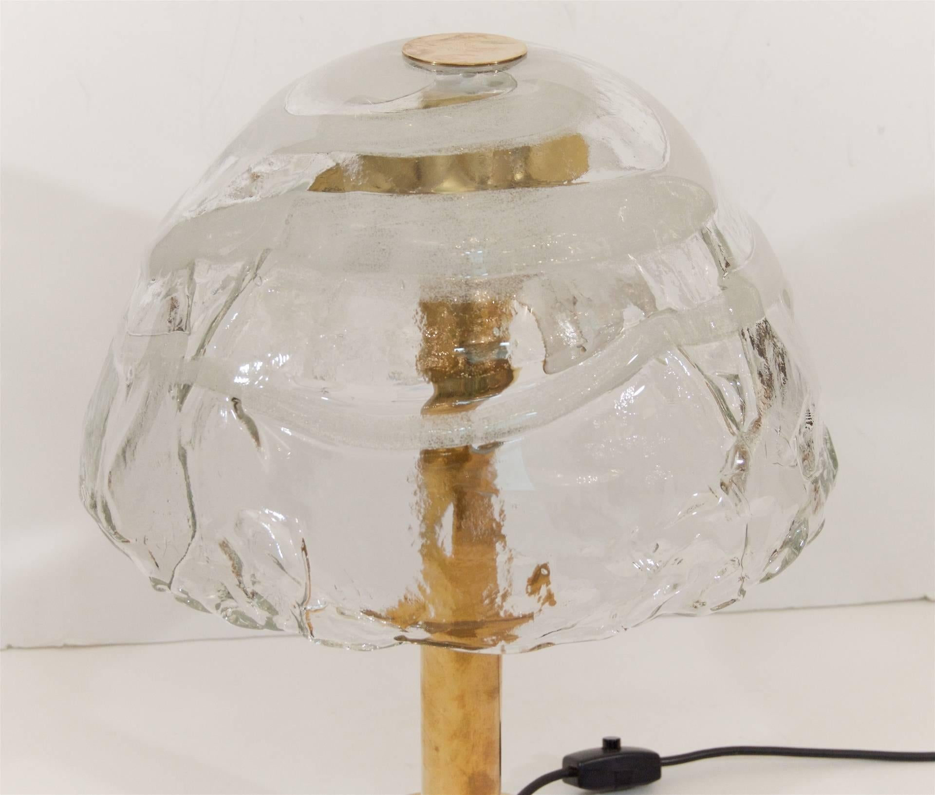 Brass Kalmar Table Lamp with Massive Glass Shade﻿