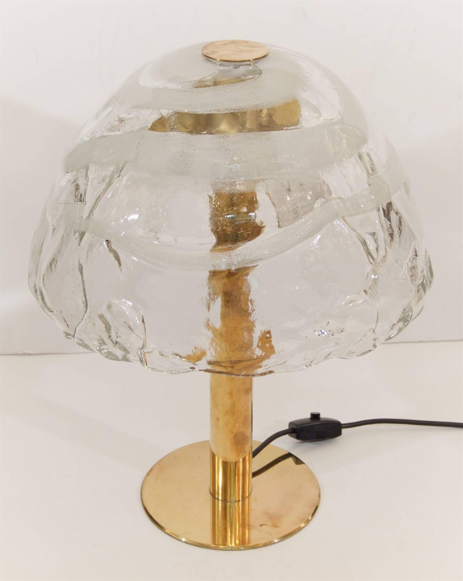 Mid-20th Century Kalmar Table Lamp with Massive Glass Shade﻿