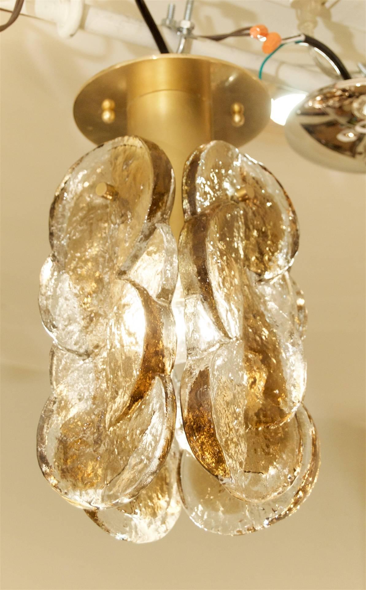 Mid-Century Modern Petite Kalmar Swirl Pendant with Smoke Tone Accented Glass