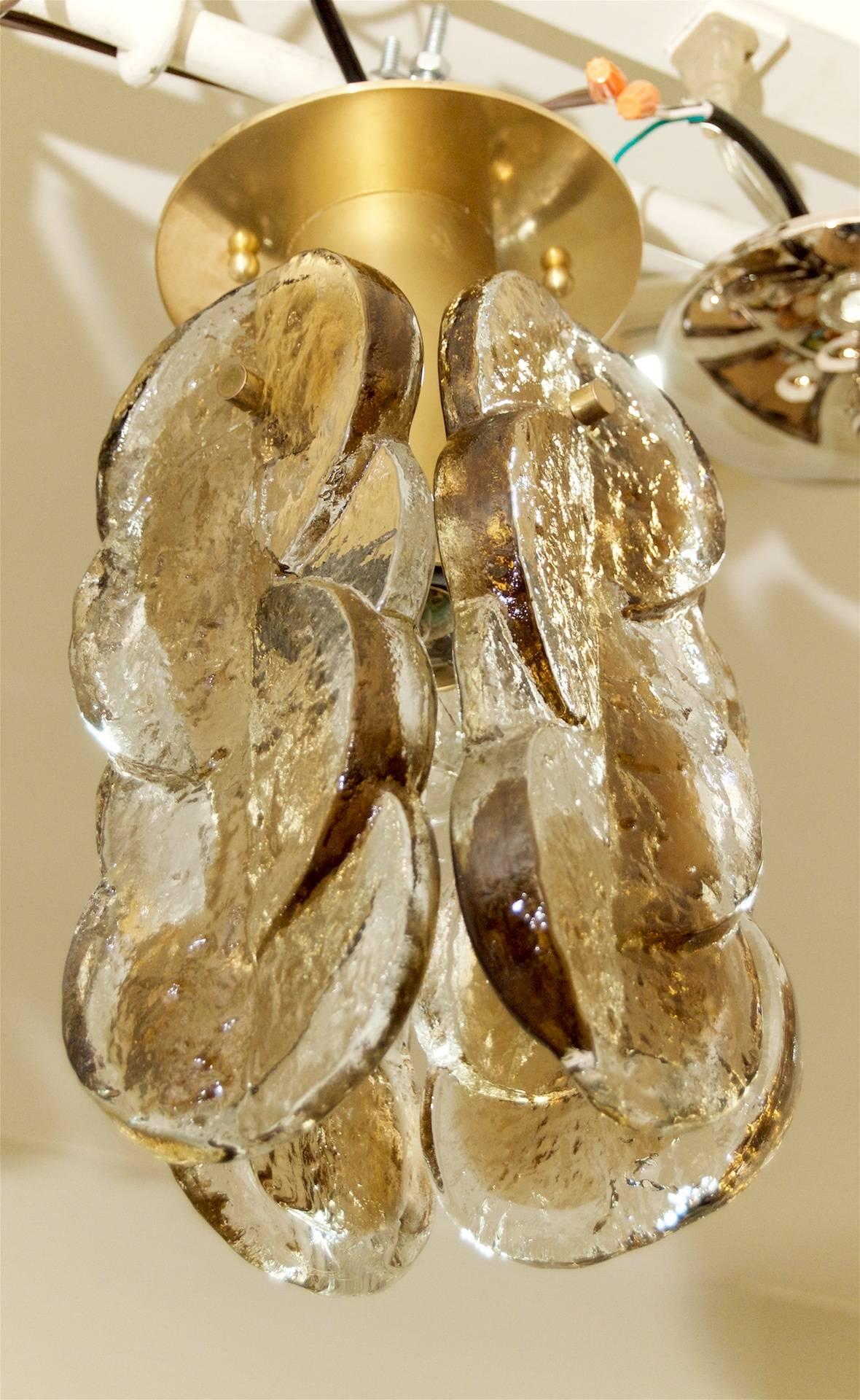 Brass Petite Kalmar Swirl Pendant with Smoke Tone Accented Glass