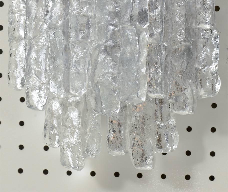Austrian Grand Kalmar Ice Glass Sconces on Nickel Tone Backplates For Sale