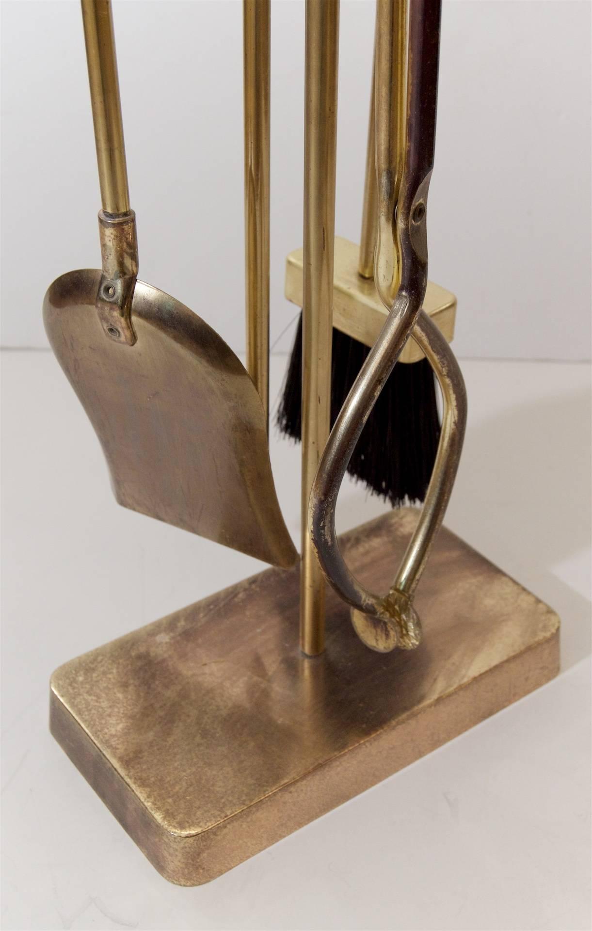 Italian Mid-Century Brass Fireplace Tools