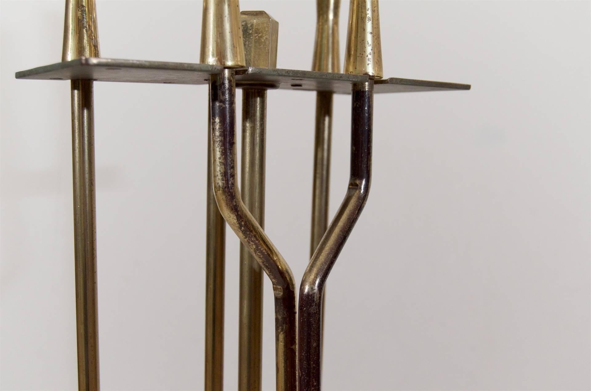 Mid-Century Brass Fireplace Tools 1
