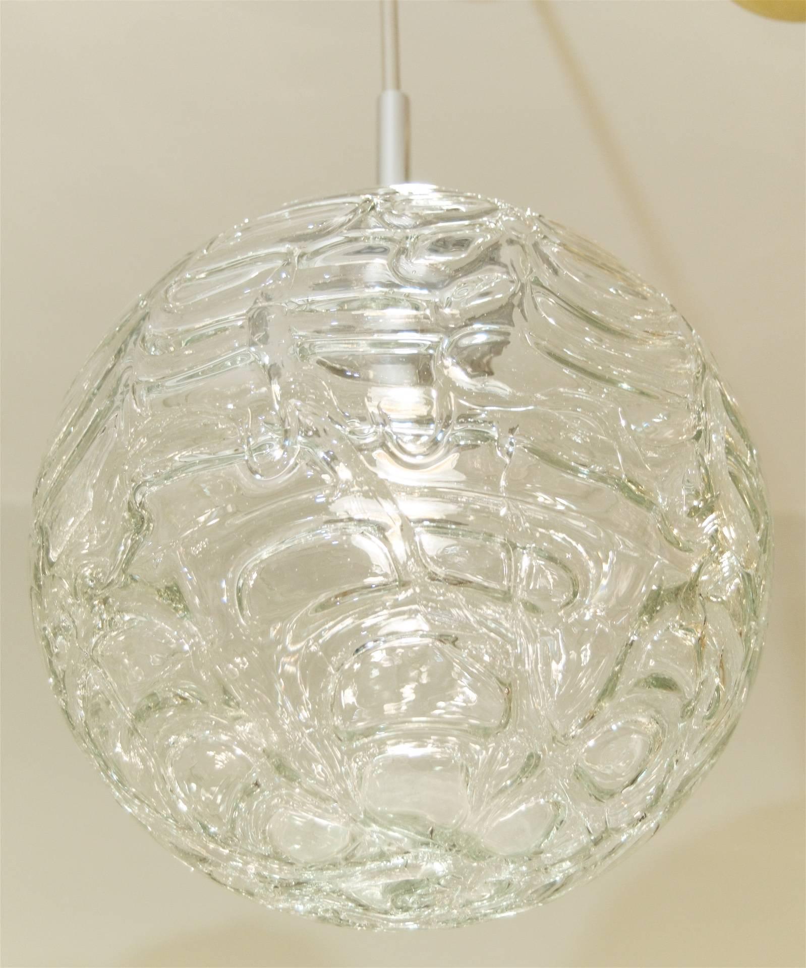 German Doria Organic Patterned Clear Glass Globe For Sale