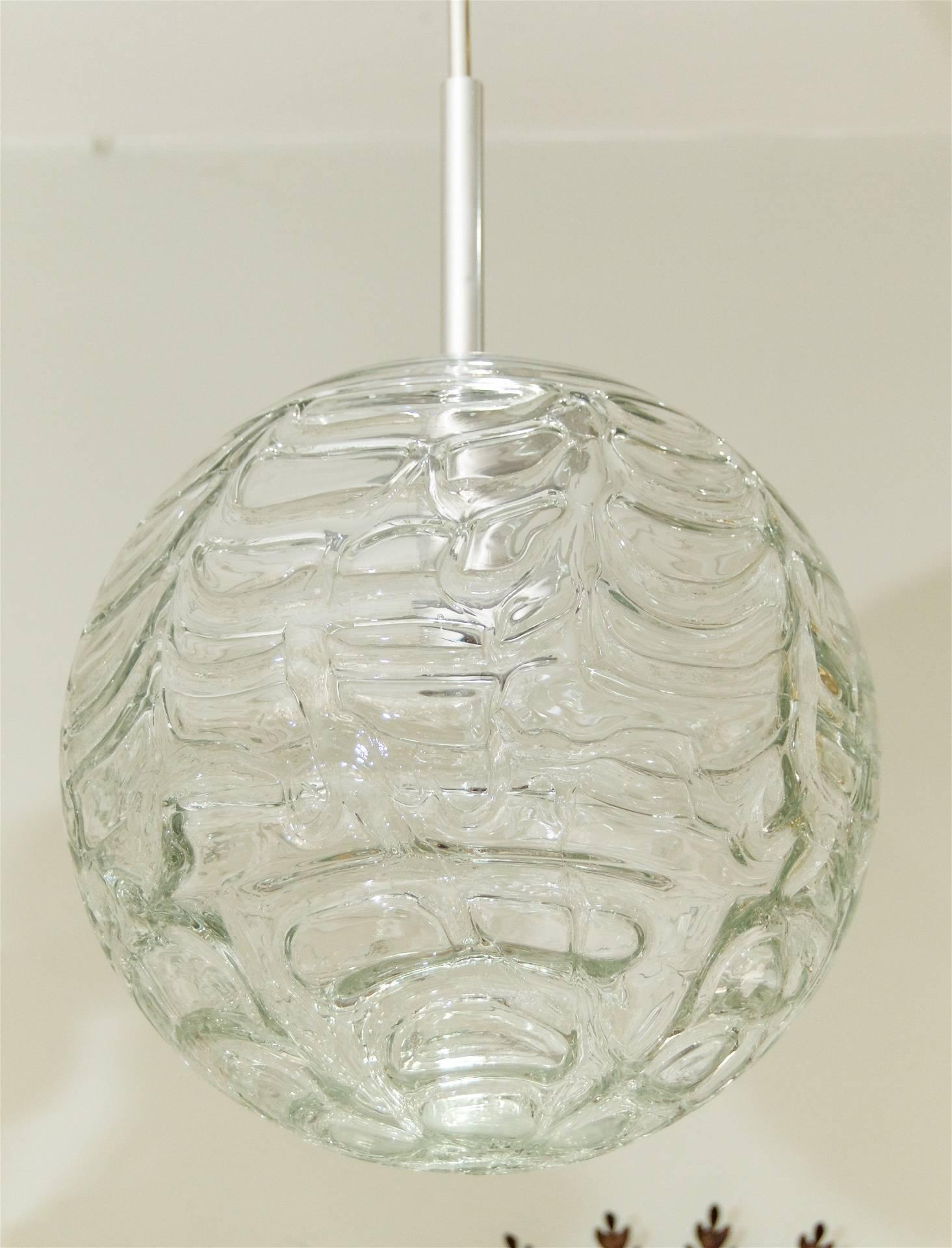 Late 20th Century Doria Organic Patterned Clear Glass Globe For Sale