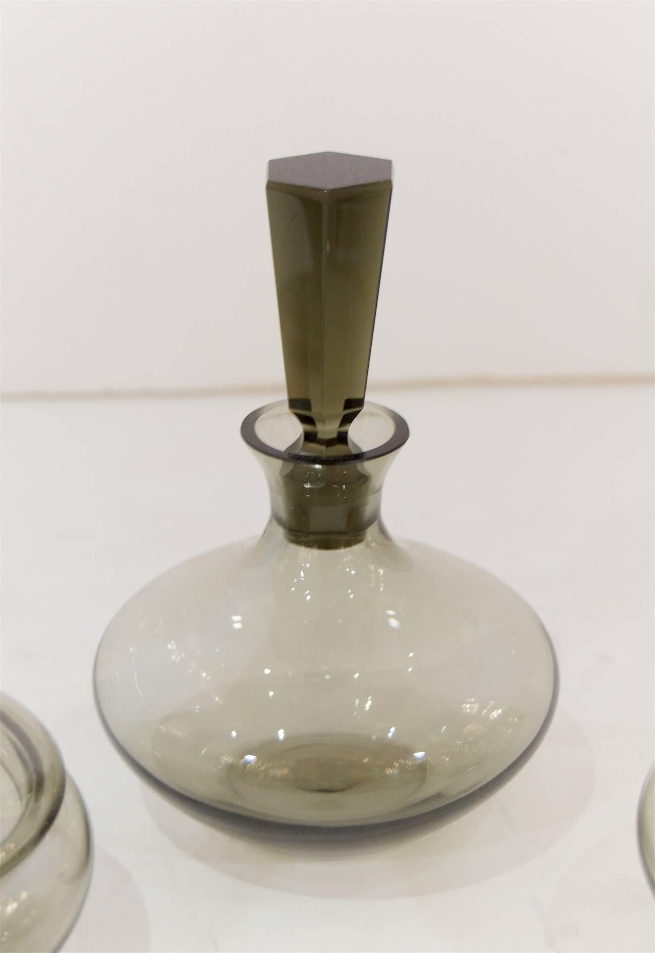 Early 20th Century Smoke Tone Crystal Vanity Set