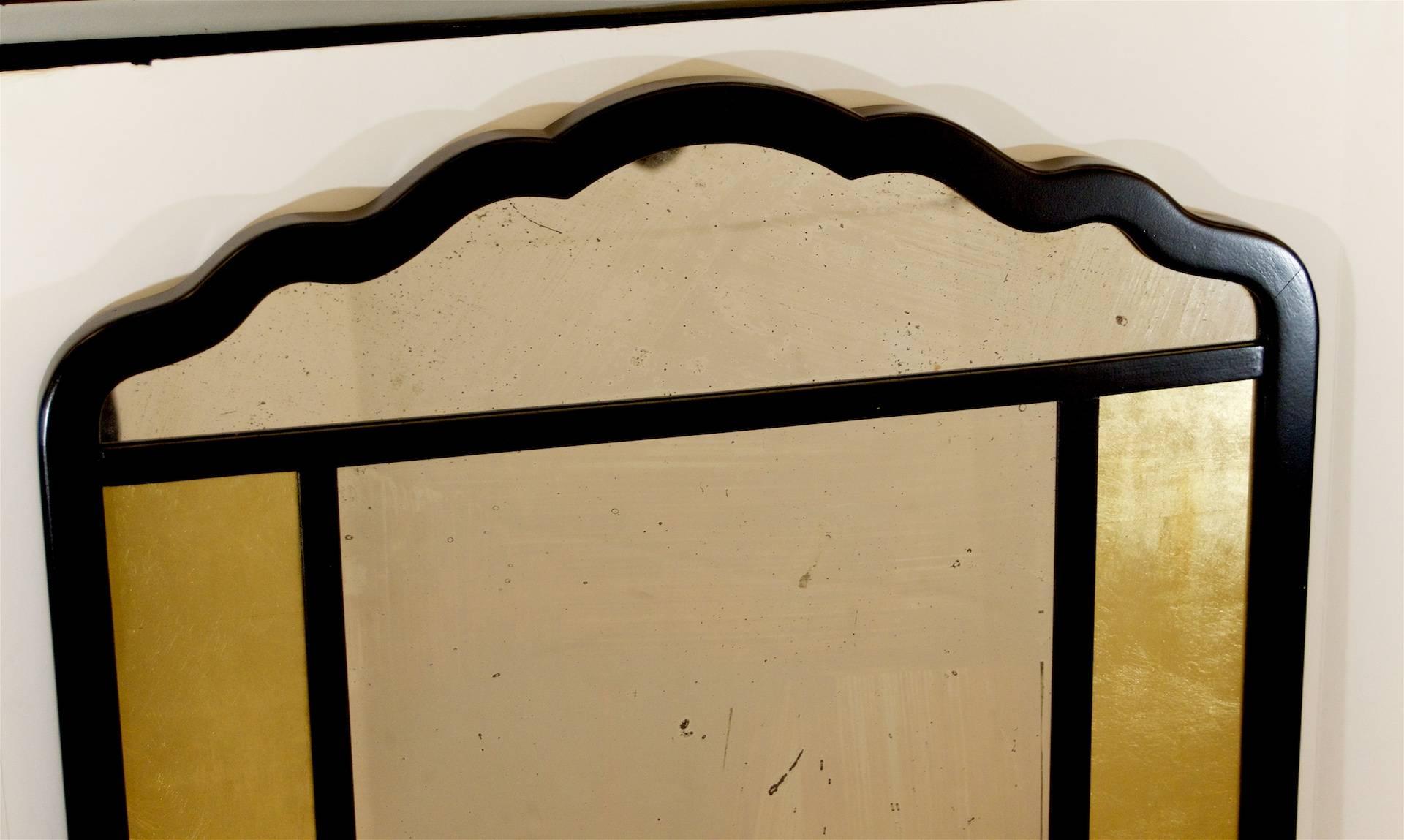 Italian Ebonized Mirror with Églomisé Panels