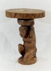 Decorative African Carved Wood Side Table