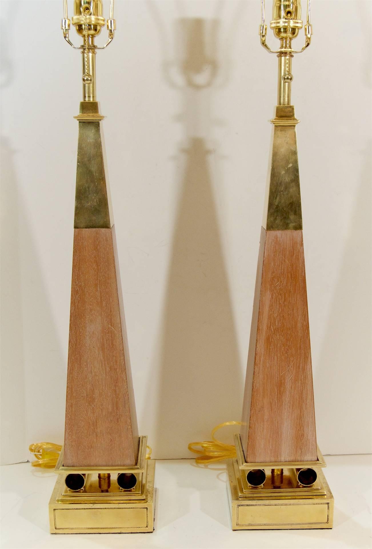 Mid-Century Modern Pair of Obelisk Form Table Lamps Attributed to Parzinger