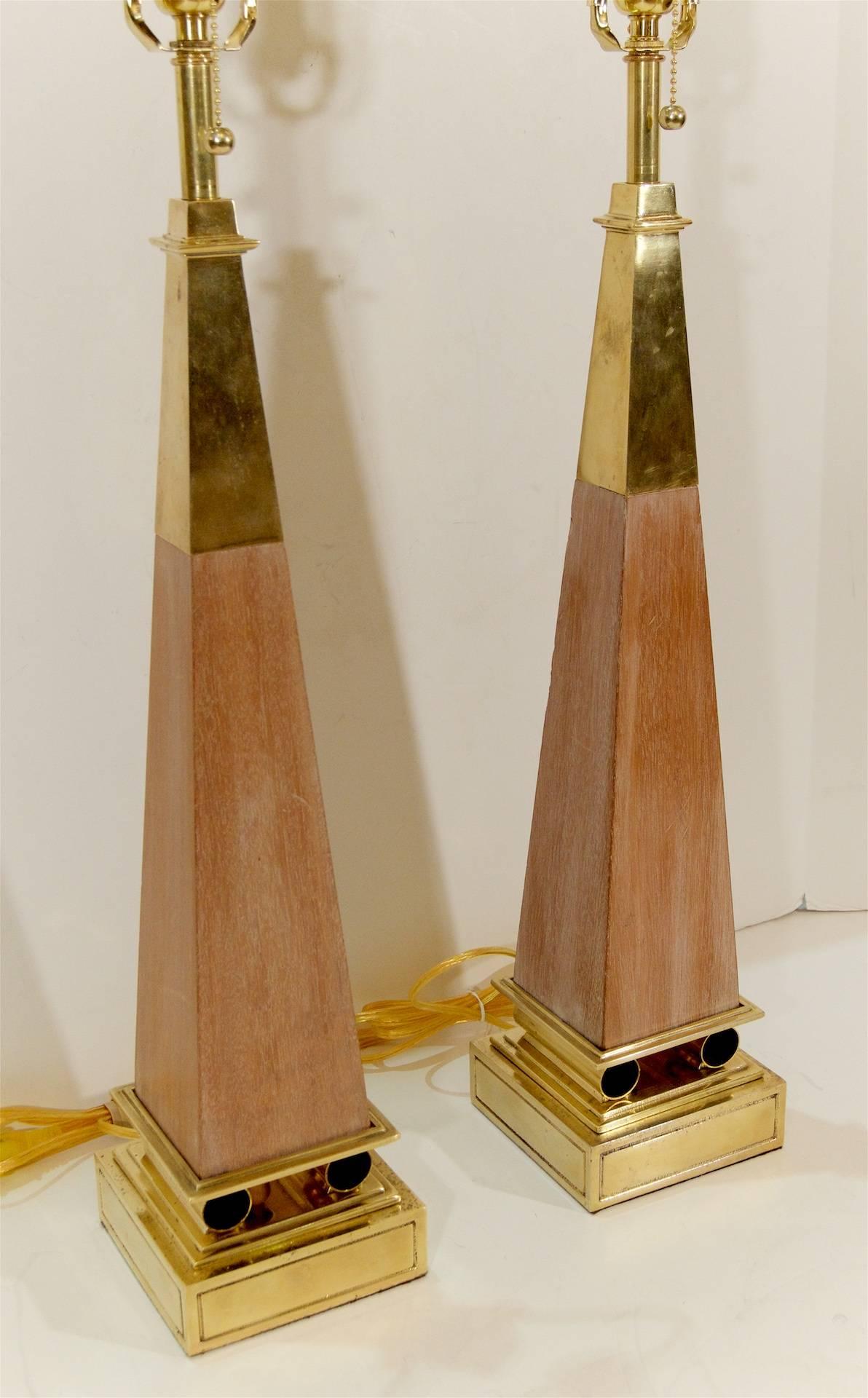 American Pair of Obelisk Form Table Lamps Attributed to Parzinger