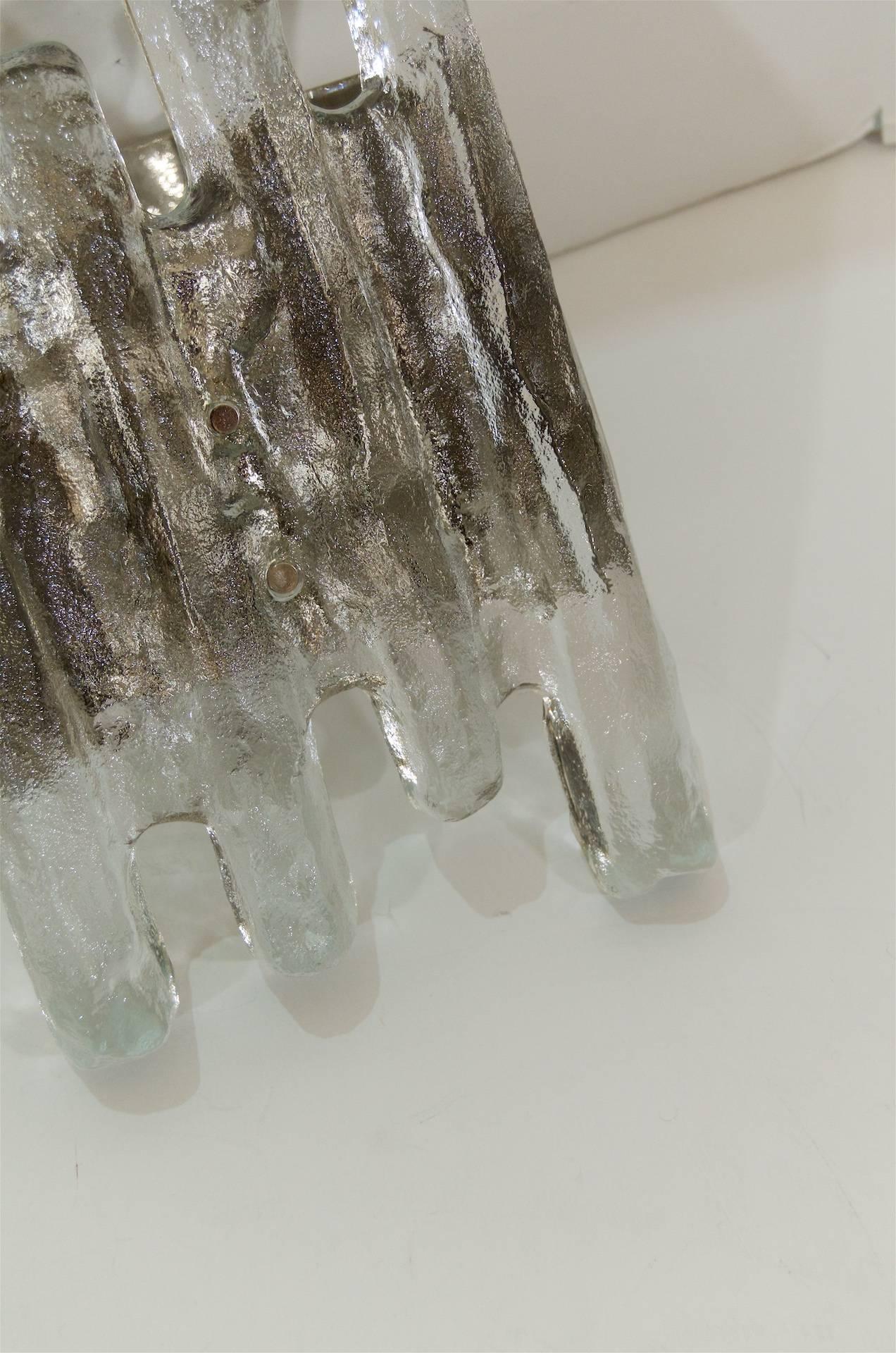 Mid-20th Century Large Kalmar Ice Glass Sconces For Sale