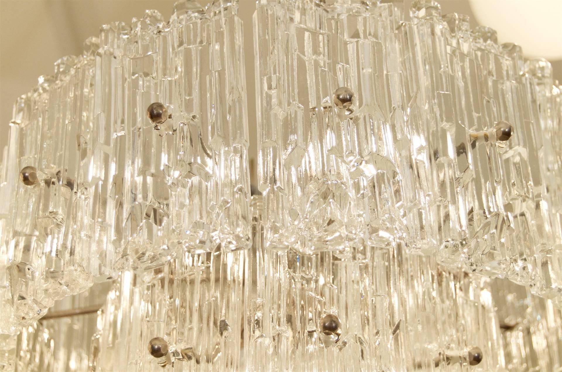 Mid-20th Century Faceted Glass Hillebrand Chandelier