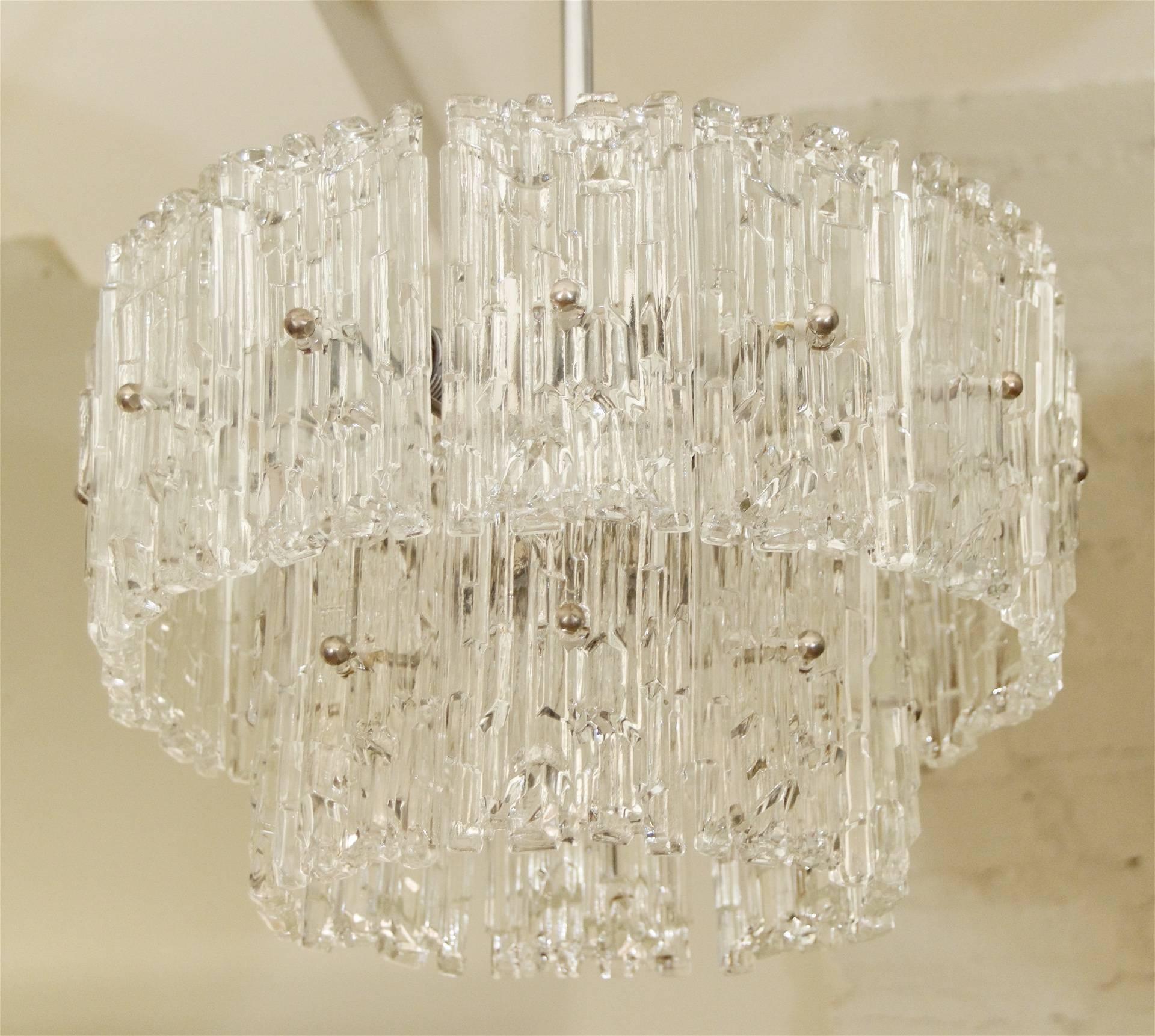 Chrome Faceted Glass Hillebrand Chandelier