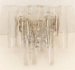 Pair of Grand Scale Kalmar Ice Glass Vanity Sconces