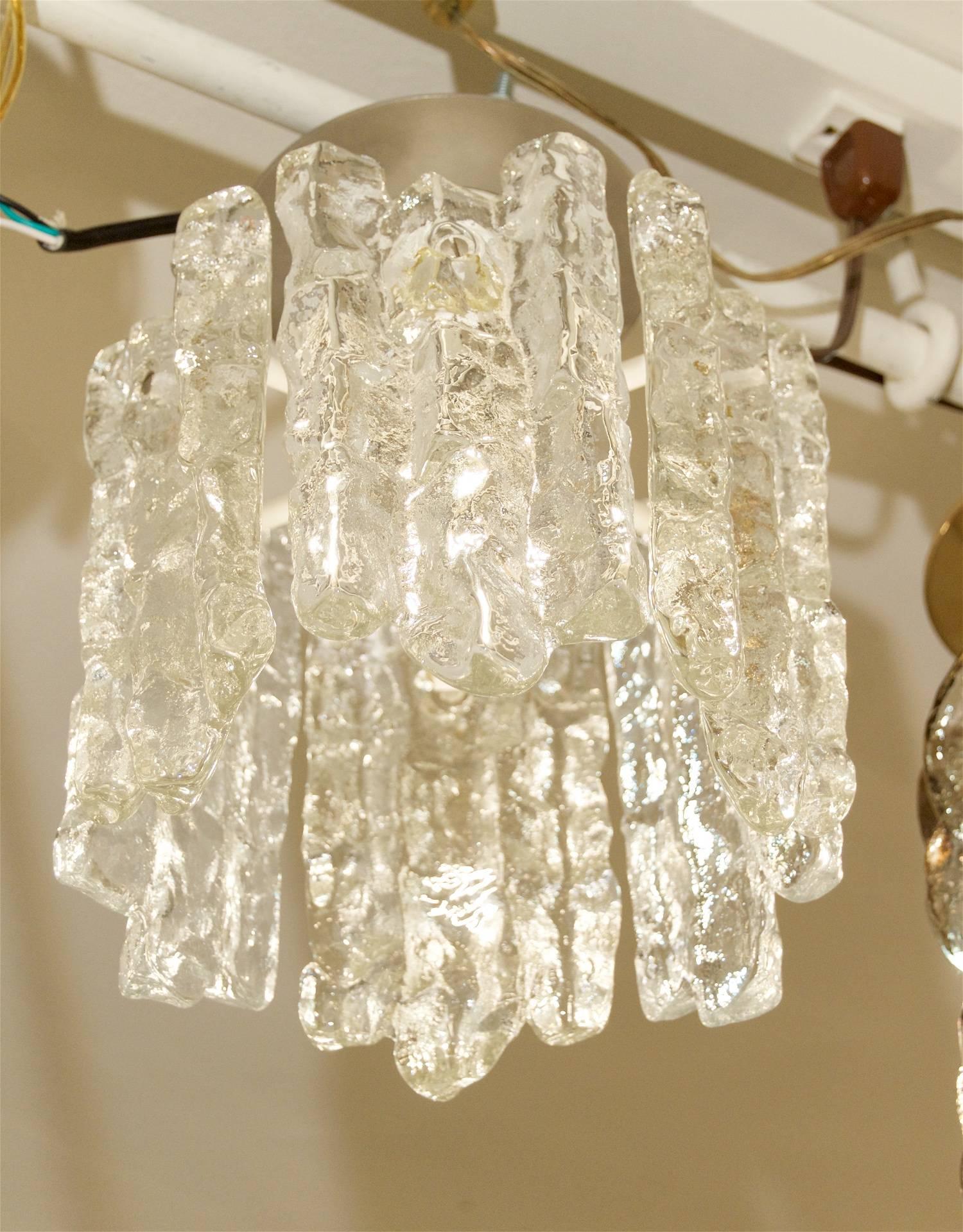 Austrian Petite Kalmar Ice Glass Flush Mounted Pendant For Sale