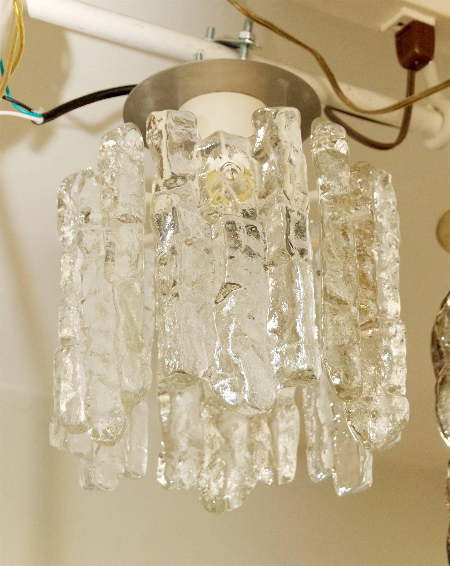 Petite Kalmar Ice Glass Flush Mounted Pendant In Excellent Condition For Sale In Stamford, CT