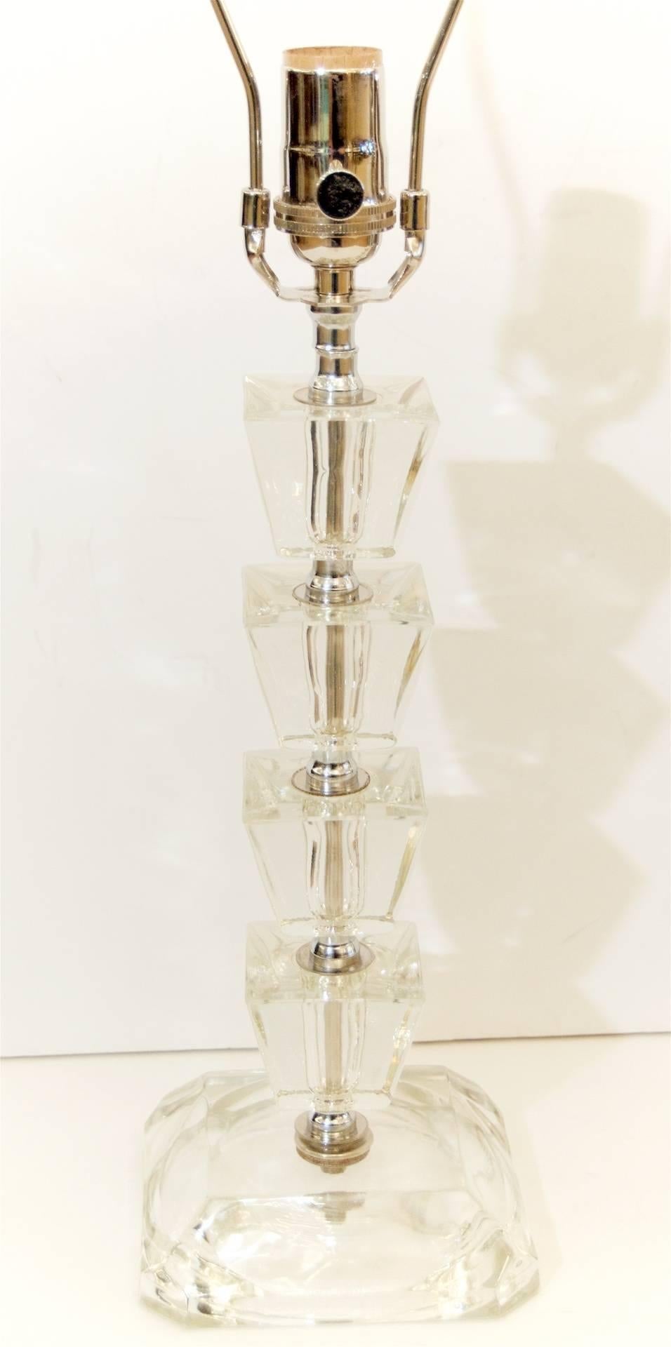 American Pair of Crystal Boudoir Lamps