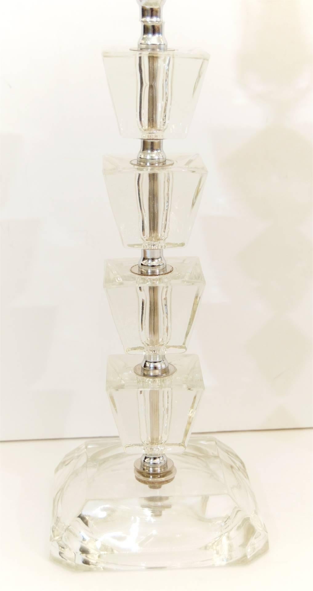 Pair of Crystal Boudoir Lamps In Excellent Condition In Stamford, CT
