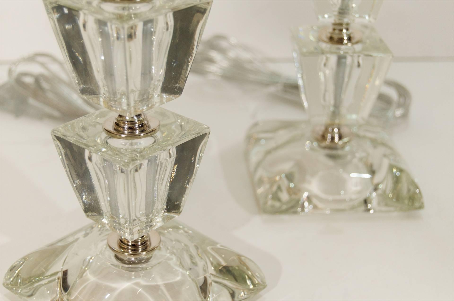 Pair of Petite Crystal Boudoir Lamps In Excellent Condition In Stamford, CT