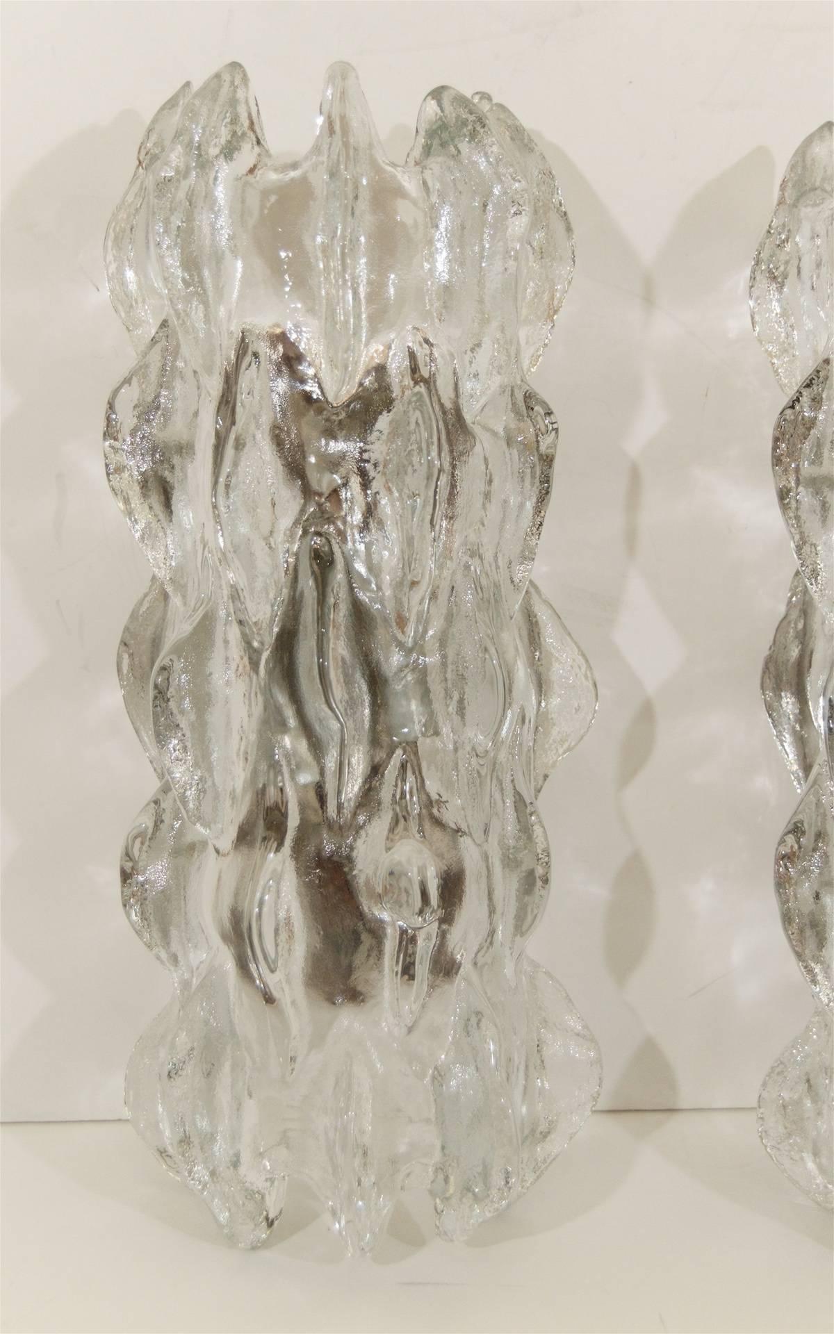 Austrian Grand Scale Ice Glass Kalmar Sconce (Single) For Sale