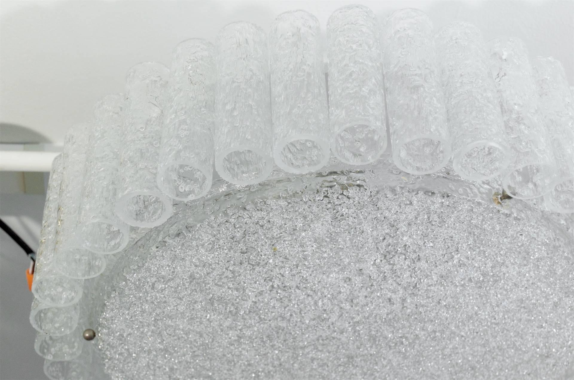 Enameled Doria Organic Glass Flush Mount Chandelier