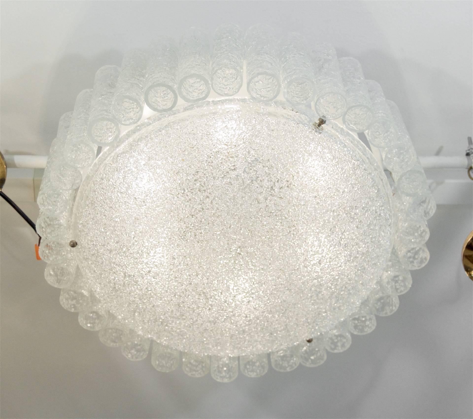 Doria Organic Glass Flush Mount Chandelier In Excellent Condition In Stamford, CT