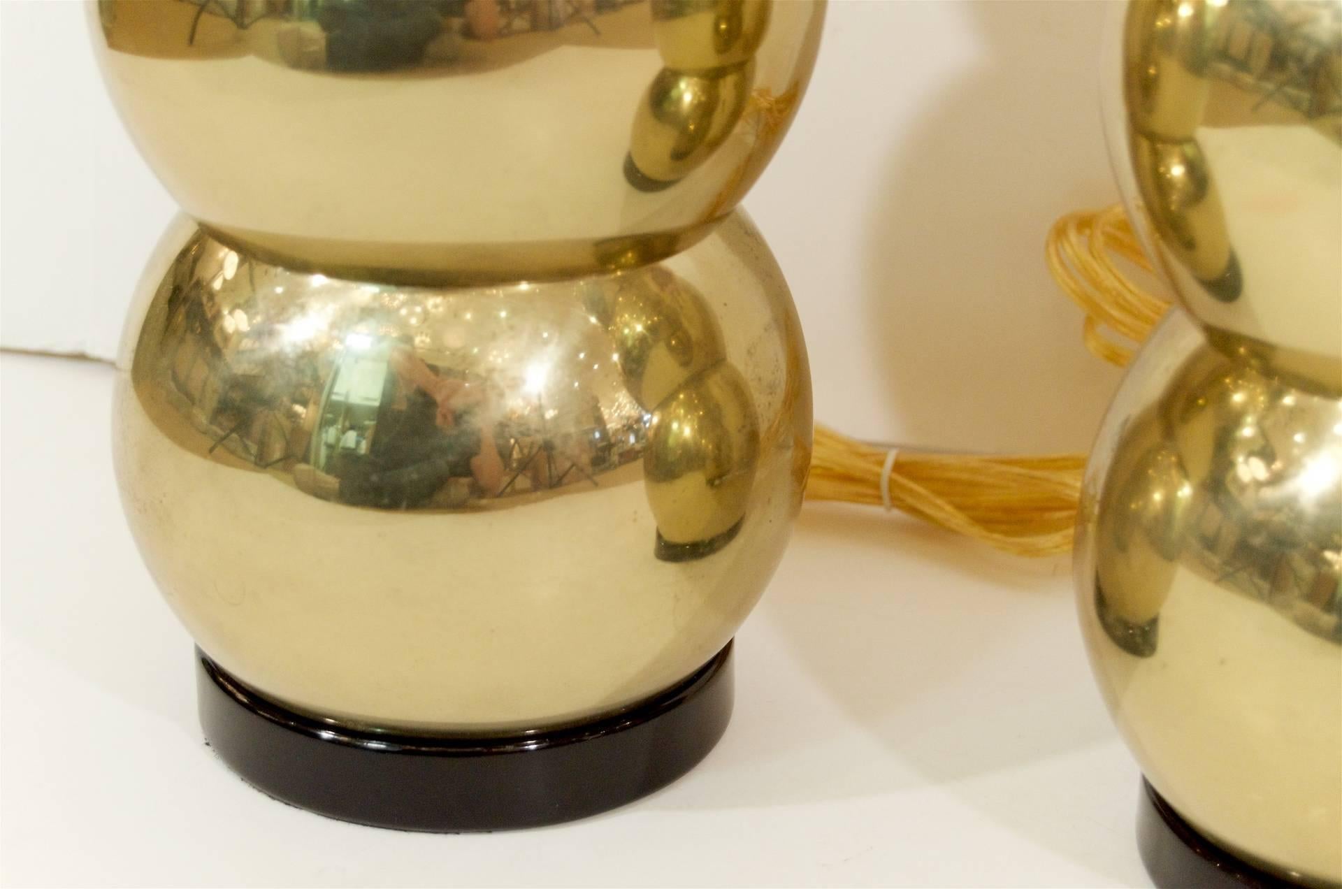 Pair of Brass Kovacs Style Lamps In Excellent Condition In Stamford, CT