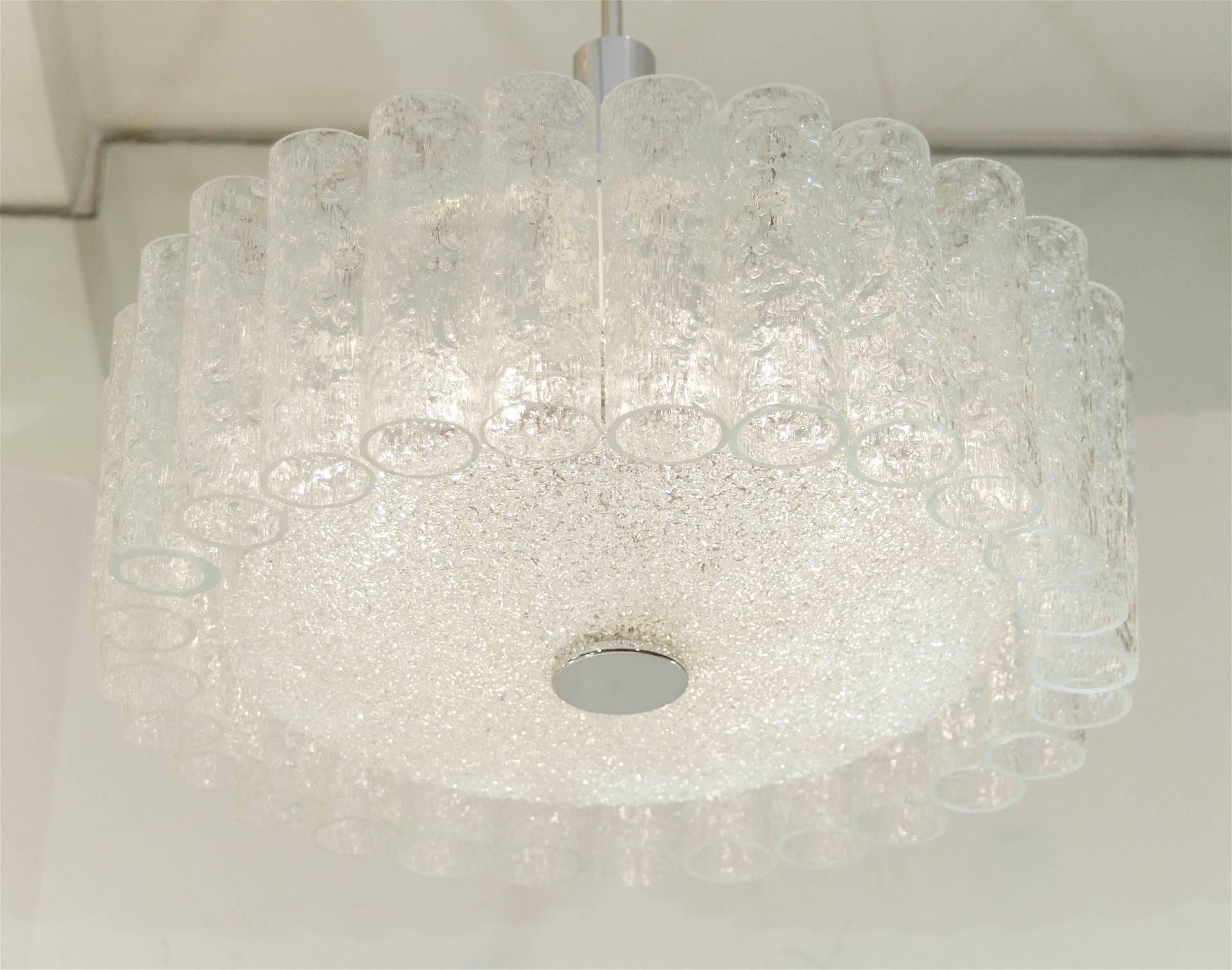 Mid-Century Modern Doria Organic Glass Chandelier in Chrome