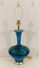Large Blue Drip Glaze Table Lamp with Gold Leaf