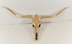 Large Brass Long Horn Skull